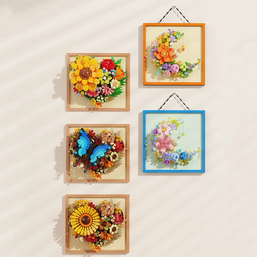 

Идея мини-блок, художественная живопись, 3D фоторамка, строительный кирпич, цветок, луна, строительные игровые наборы, развивающие игрушки для девочек, подарки