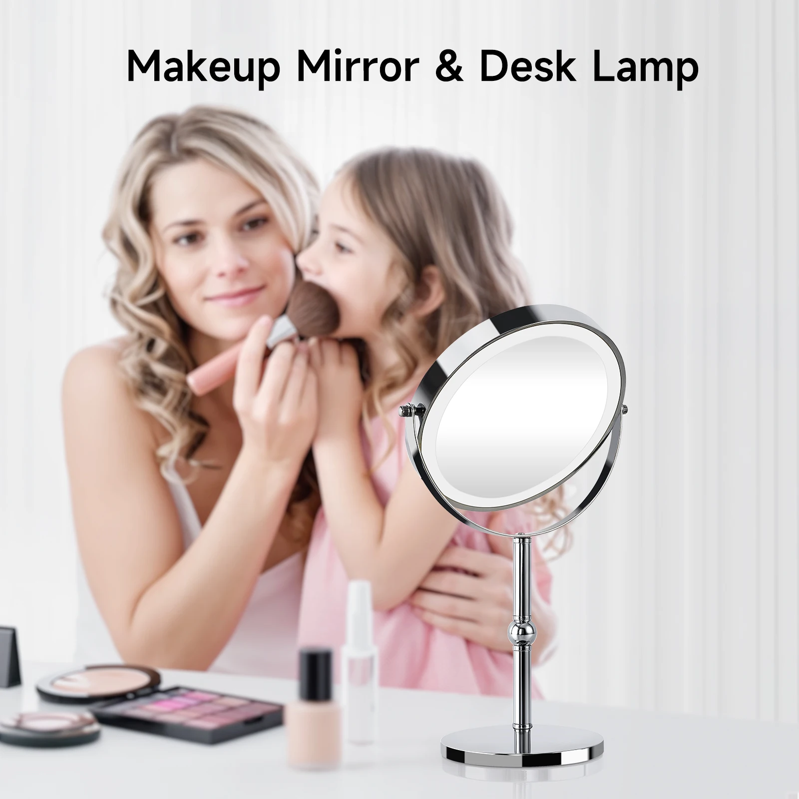 

Makeup Mirror,3000Mah Rechargeable Double Sided Magnifying Mirror,3 Colors,1X/10X,360 ° Rotating, with Adjustable Brightness, Suitable as a Gift for Mom, Women, Wife, Girls, and a Must-Have for Dorms.