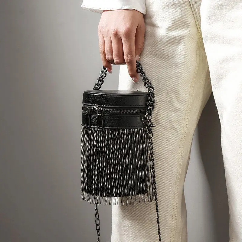 

Женская новая персонализированная сумка с бахромой на цепочке, интернет-знаменитости, мини-косая сумка, универсальная модная портативная сумка-ведро на плечо
