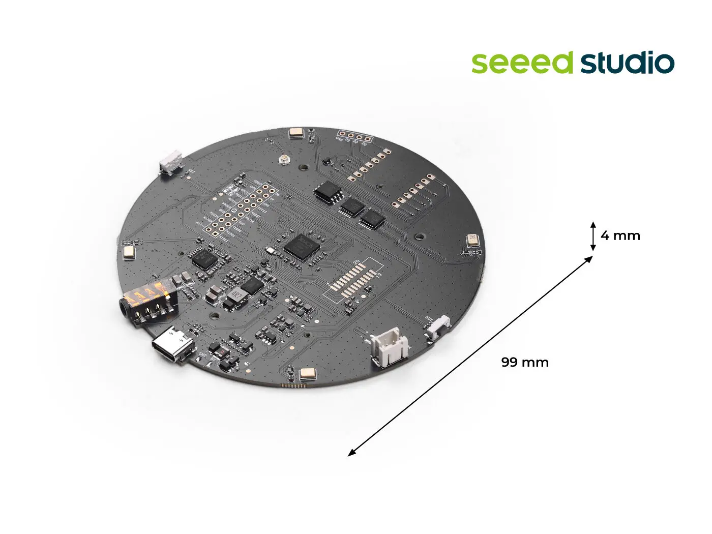 리스피커 XMOS XVF3800 AI 기반 4-마이크 어레이 ESP32S3 마이크 AEC 회의실 5m 360 ° 원거리 음성 인식 Wi-Fi 블루투스
