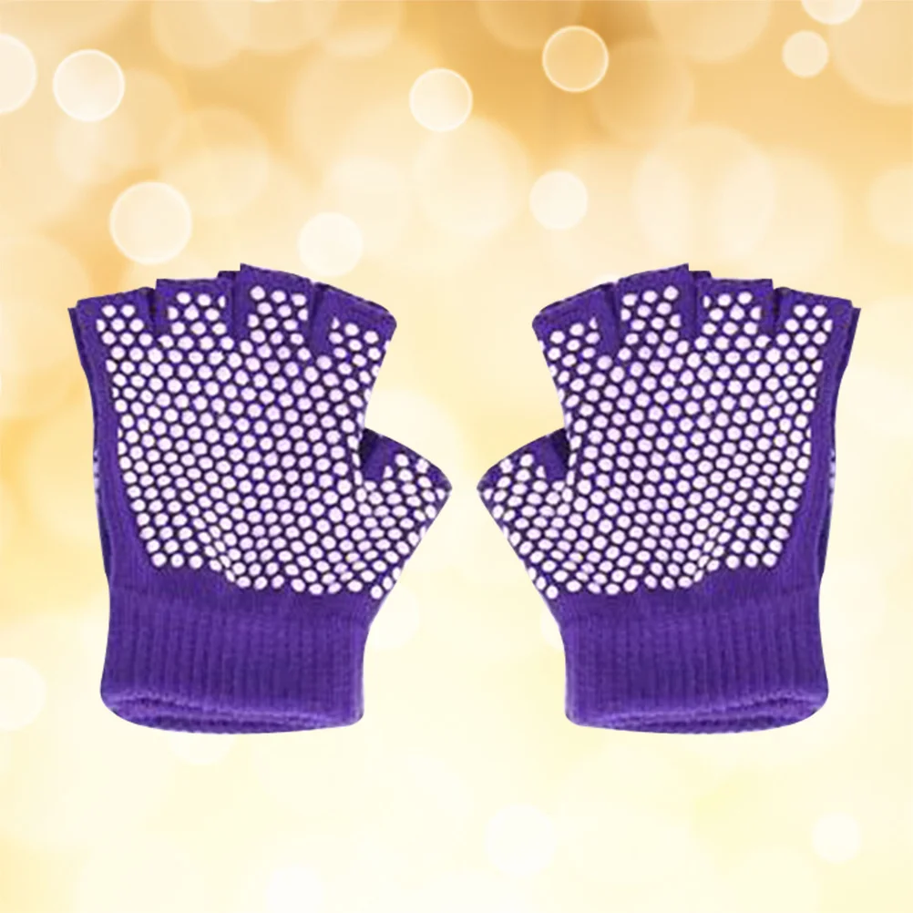 

Non-Slip Yoga Gloves Half Finger Cotton Comfortable Soft Breathable Fingerless Gloves for Sports Exercise Purple