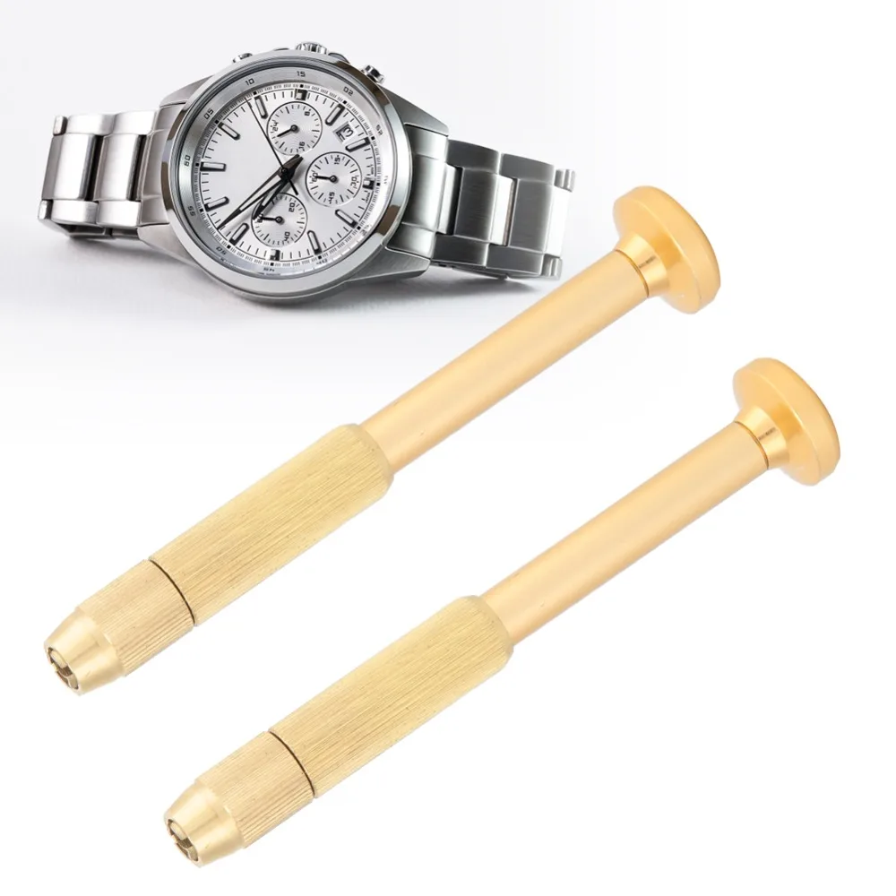 2Pcs Professional Gold Screwdriver Handle Copper Length 8.3cm Eyewear Screwdriver Set Bit Holder for Watch Repairing
