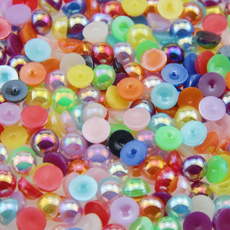 

15Gram Mini Plastic Beads 0.6-0.8cm Imitation Pearl Half Round Flat Beads For Jewelry Making Material DIY Clothing Accessories