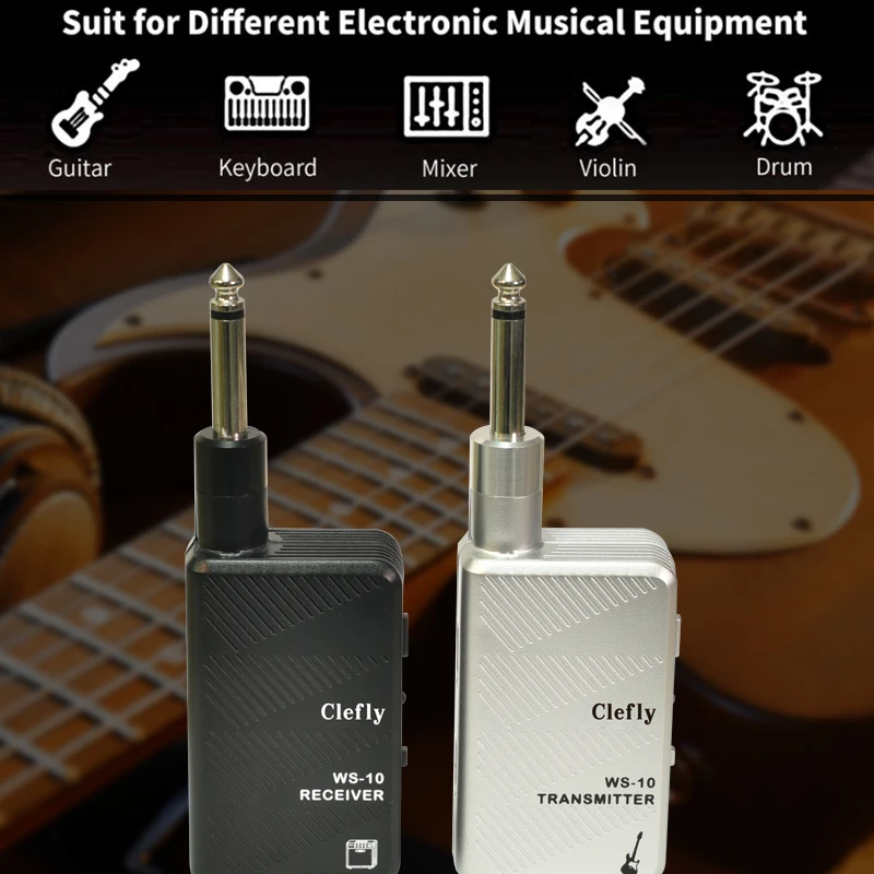 2.4GHz Wireless Guitar Audio System Rechargeable 1 to 6 Wireless Transmitter Receiver for Guitar Bass Electric Instruments
