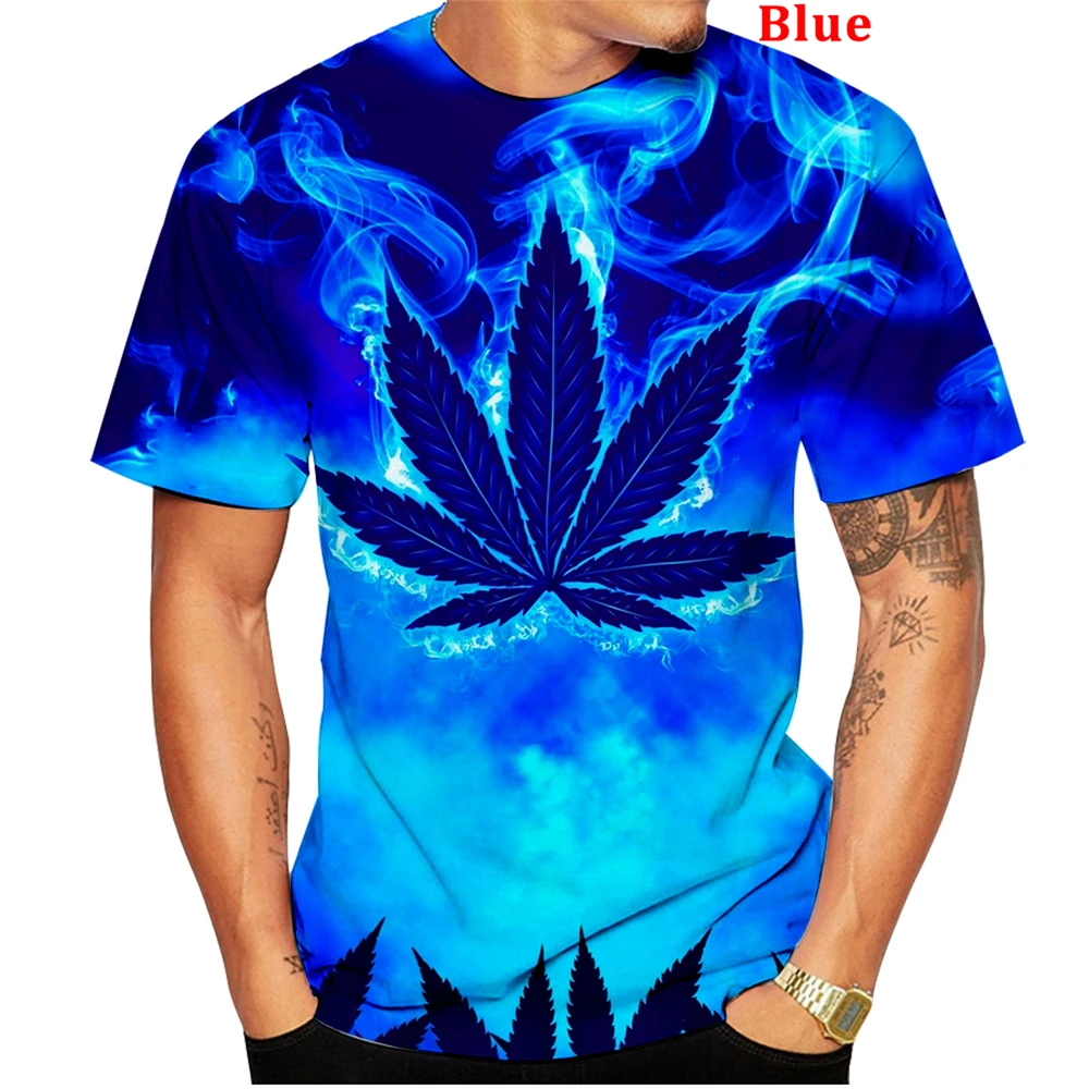 2024 Summer Men\'s clothing Hipster Weeds Green Leaves Men Women T Shirt 3D Print Seaside Casual Funny T Shirts Plus Size XXS-6XL