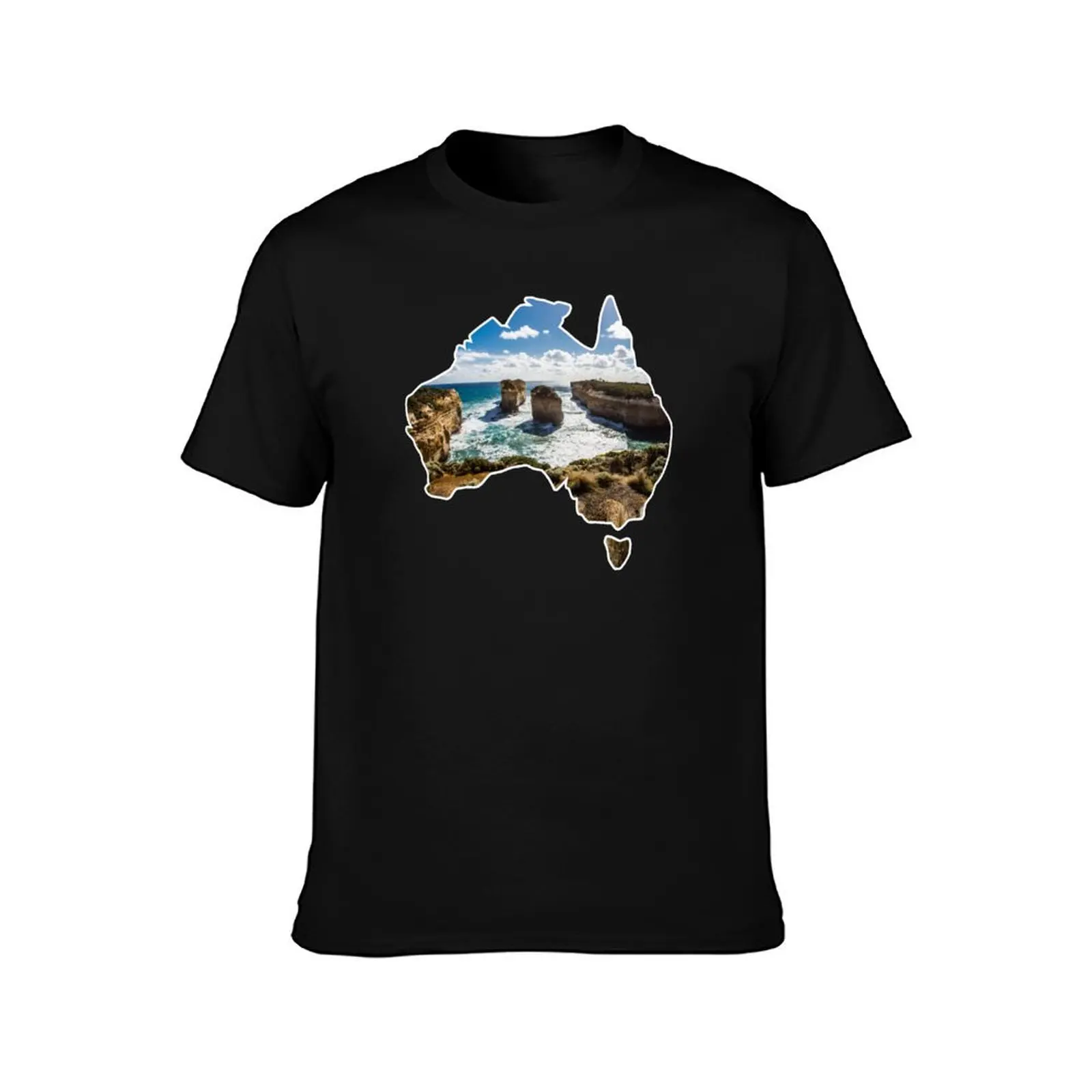 Outlined Australia - Twelve Apostles - Twelve Apostles - Great Ocean Road T-Shirt Big and Tall Basic Tee Shirt T-Shirt