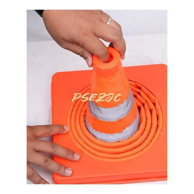 Traffic Emergency Convenient Telescopic Road Cone Reflective Circular Foldable Pointed Obstacle Safety Warning