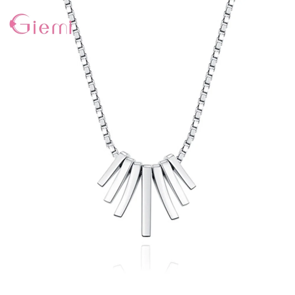 Simple Punk 925 Sterling Silver Long Strip Tassel Pendant Necklaces For Women Men Daily Anniversary Party Fashion Jewelry Gifts