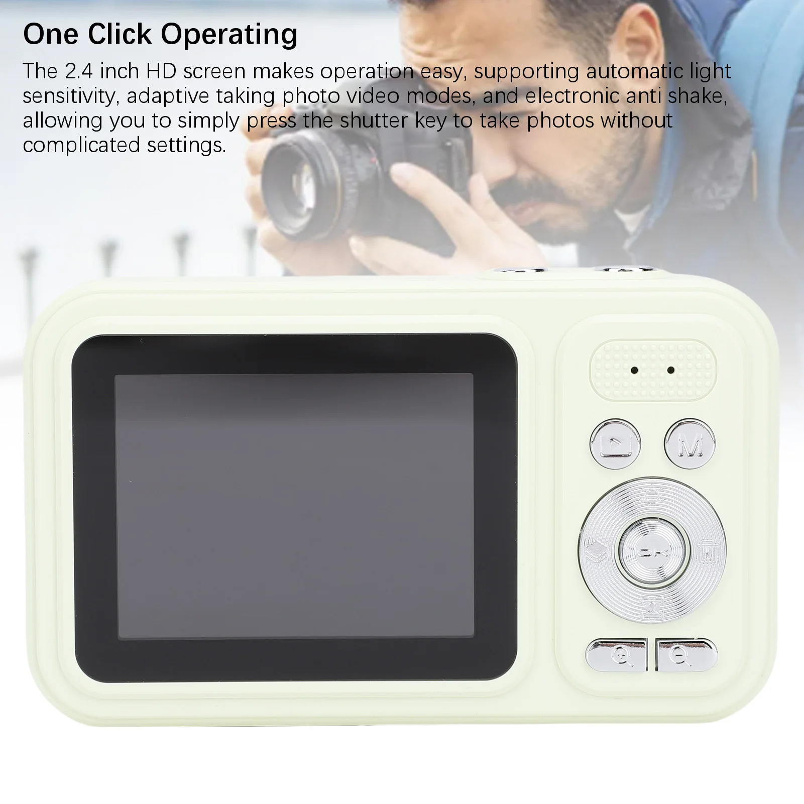 Digital Camera for Vlogging – HD Video 2.4 Inch Screen One-Click Operation Compact & Electronic Anti-Shake Camera for Students