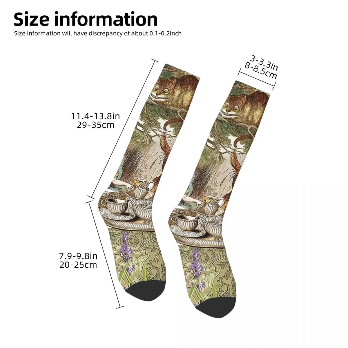 Alice In Wonderland Tea Party Socks Harajuku High Quality Stockings All Season Long Socks Accessories for Unisex Christmas Gifts