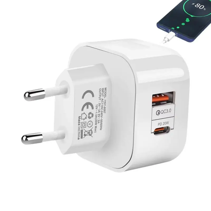 PD 20W Type C USBC Charger US EU UK Plug QC3.0 USB Fast Charger Wall Charger Plugs For Iphone 7 8 11 12 13 14 SamsungHuawei