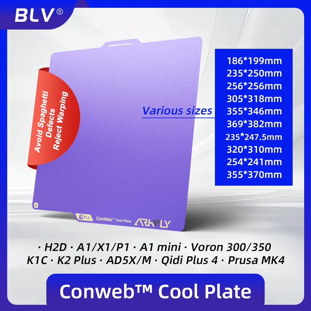 

BLV&Pheetus Build Plate Arkfly Cobweb Cool Plate for H2D A1/X1/P1 A1 mini Voron 300/350 K1C K2 Plus AD5X/M Qidi Plus 4 MK4