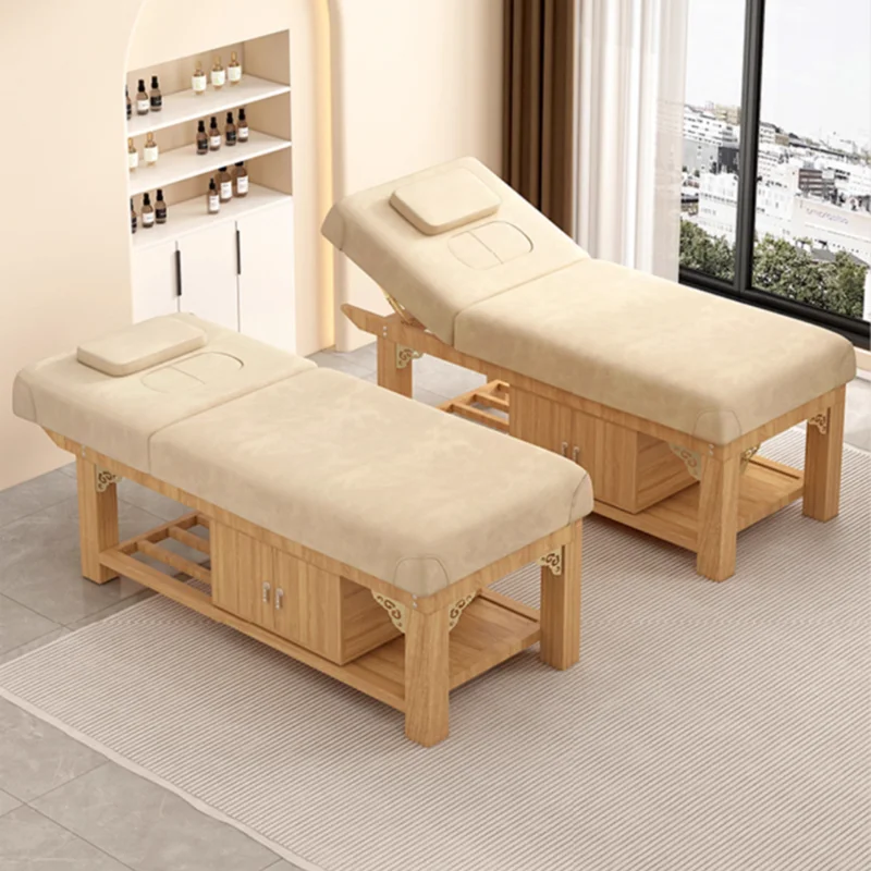 Minimalist Rustic Massage Bed Adjustment Storage Modern Classic Lash Bed With Breast Cutout Adult Camilla Masaje Salon Furniture