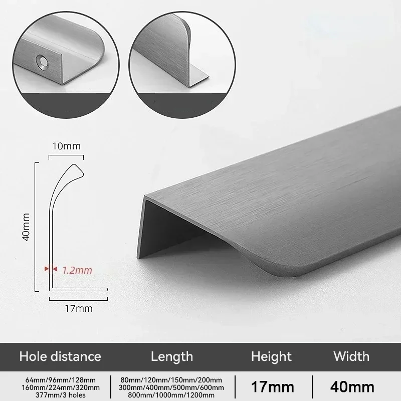 Goud Zwart Verborgen Handgrepen Onzichtbare Deurgreep Aluminium Lange Keukenkast Trekt Kastdeurknop en Handvat Hardware