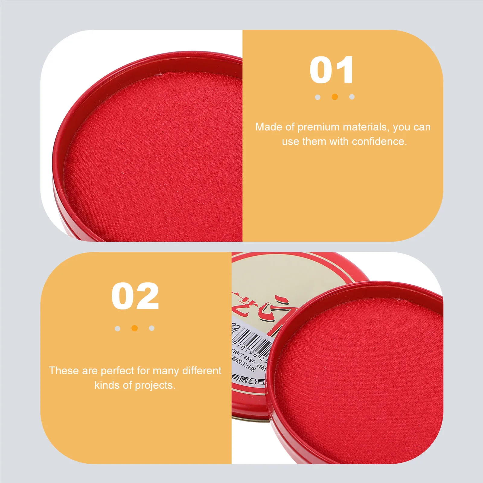 5Pcs Durable Round Shaped Red Ink Pads Iron Boxed Perfect for Office Contracts Fingerprints DIY Projects Ink Pads