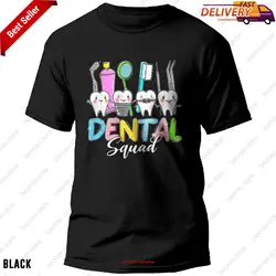 Divertente maglietta Dental Squad Shirt dentista Happy Easter Day maniche lunghe o corte