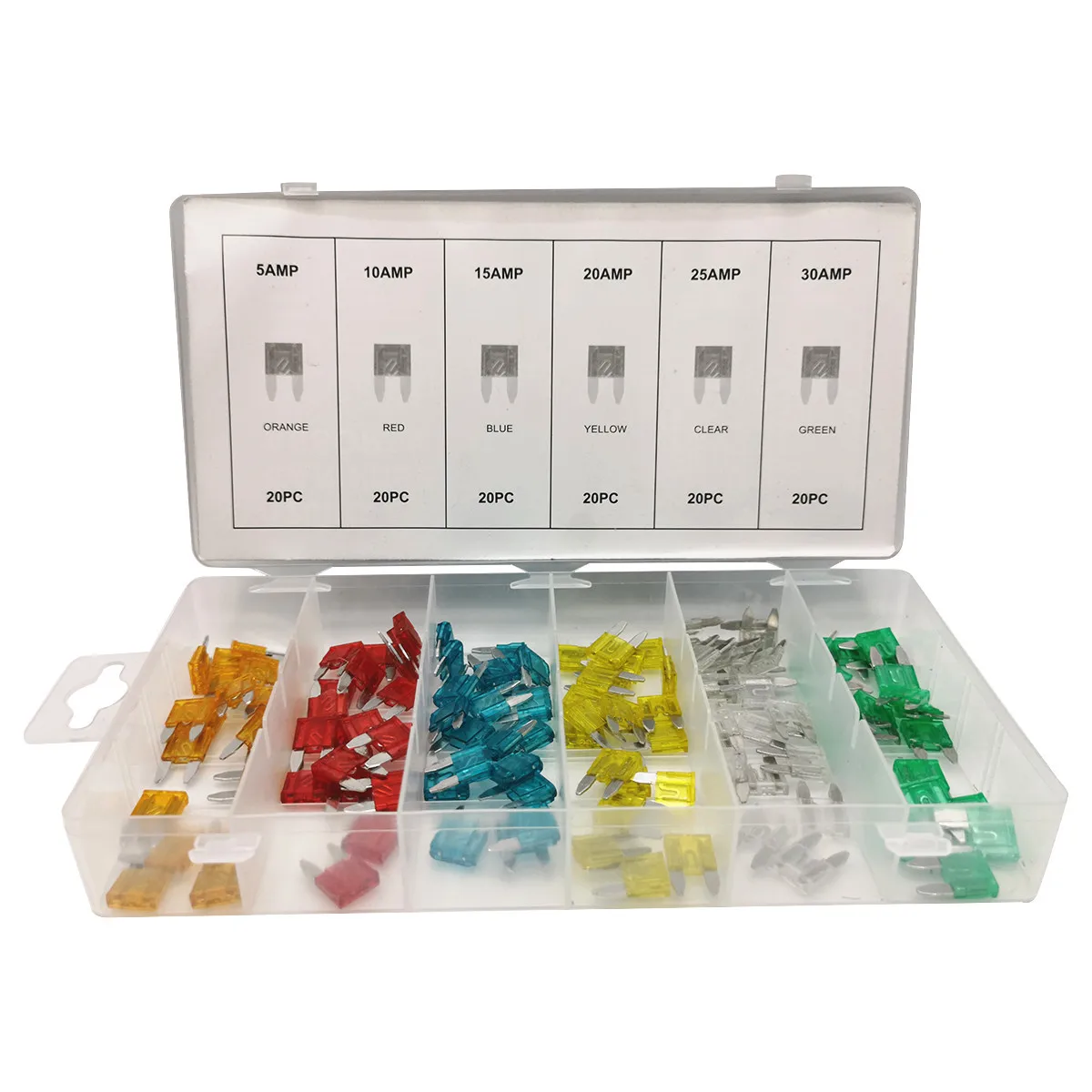 120Pcs Mini Car Fuses Automotive Blade Type Micro Fuse Assortment In Box Aluminum Fuse Set 5A/10A/15A/20A/25A/30A For 4S Store