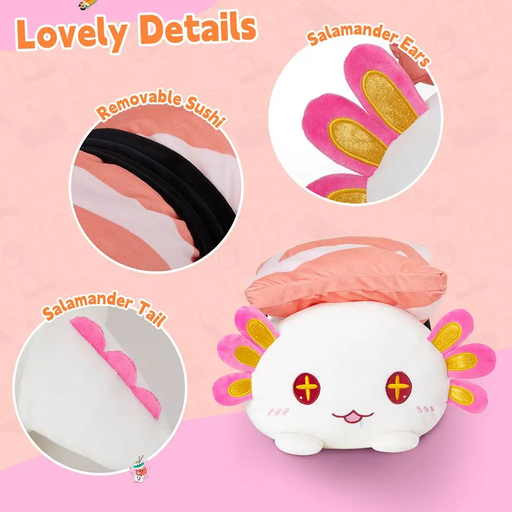 30cm Stuffed Sushi Axolotl Plush Toys Cotton Japanese Cuisine Throw Pillow Food Cushion Animal Doll Toys Sofa Home Decoration