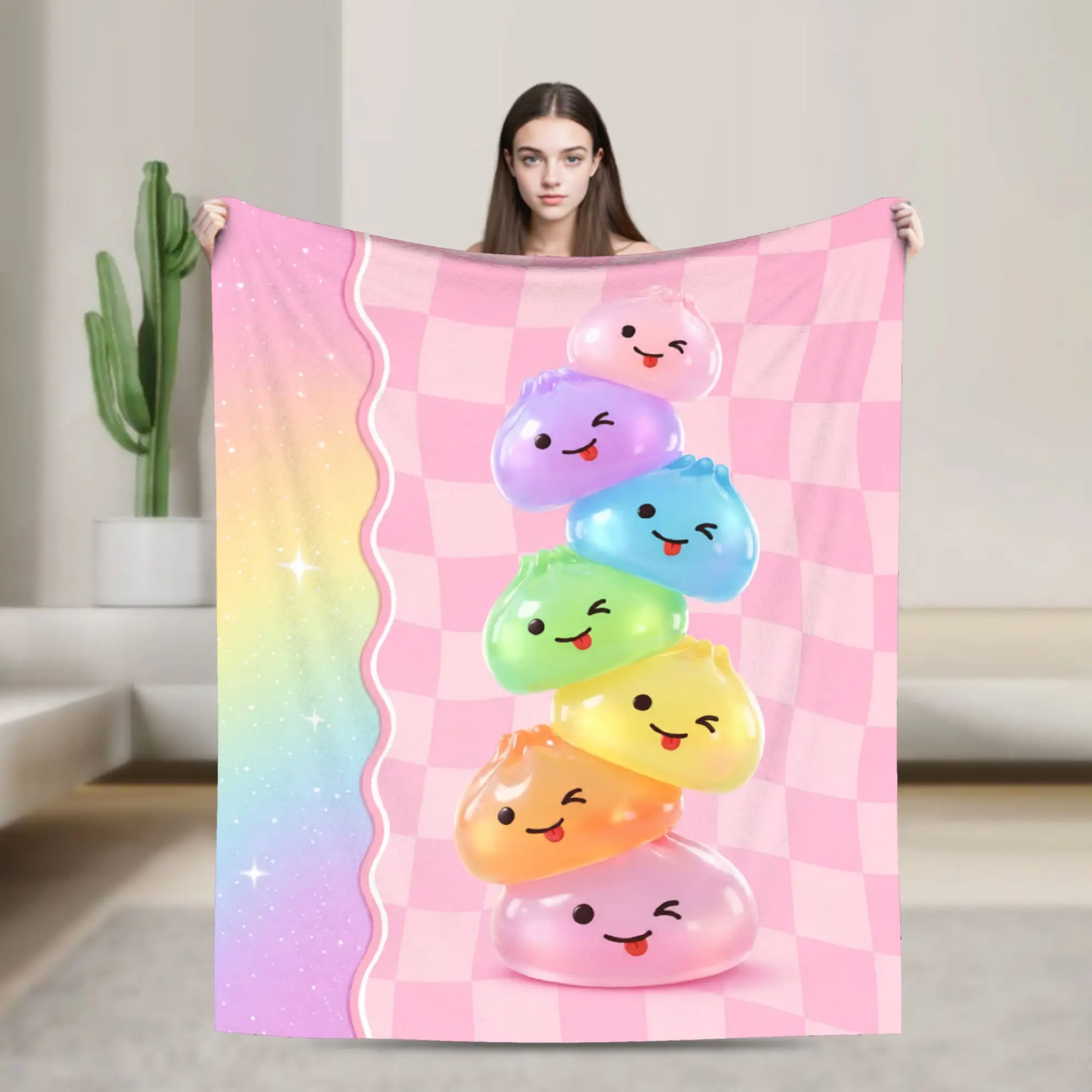 Cartoon Dumpling Merch Blanket Super Soft Fleece  Throw Blanket Relax Rug Piece