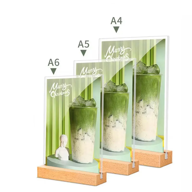 A4/A5/A6 Table Top Acrylic Sign Holder Stand Double Sided Clear Picture Frames Sign Holder Menu Recipe Display Cards Signboard