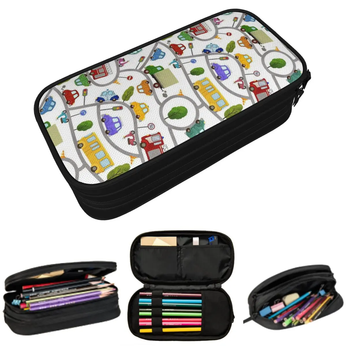 

Cartoon Car Series Pattern Pencil Case for Boy Girl Gifts Pen Box Pencil Bag Stationery Supplies Pen Holder Bag
