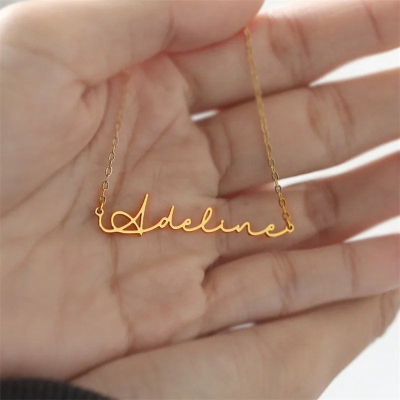 Customized Cursive Name Necklace For Women Men Personalized Nameplate Pendant Choker Stainless Steel Jewelry Friendship Gifts