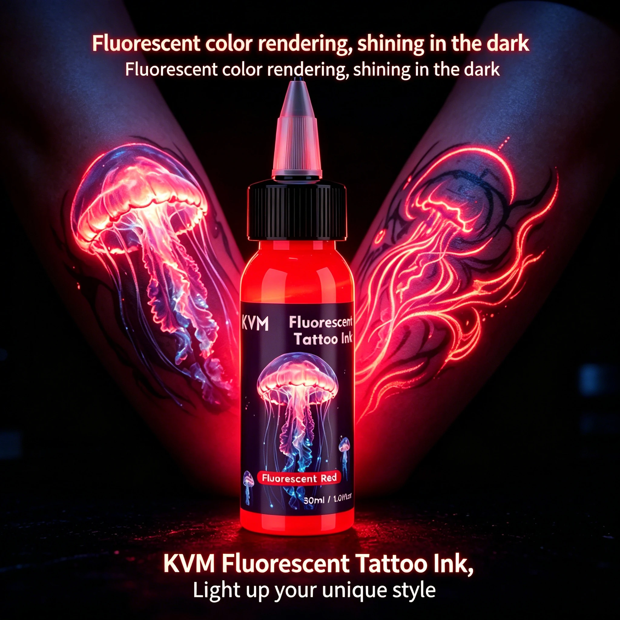 7-Color 30ml Fluorescent Tattoo Ink Set with UV Light Professional UV Reactive Tattoo Pigment for Blacklight Glow Tattoos Art