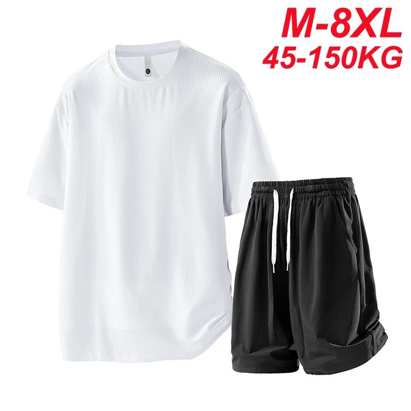 

Мужские спортивные костюмы, большие размеры 8xl, летние крутые модные повседневные быстросохнущие футболки, шорты, костюмы, мужские спортивные костюмы больших размеров 7xl 6xl