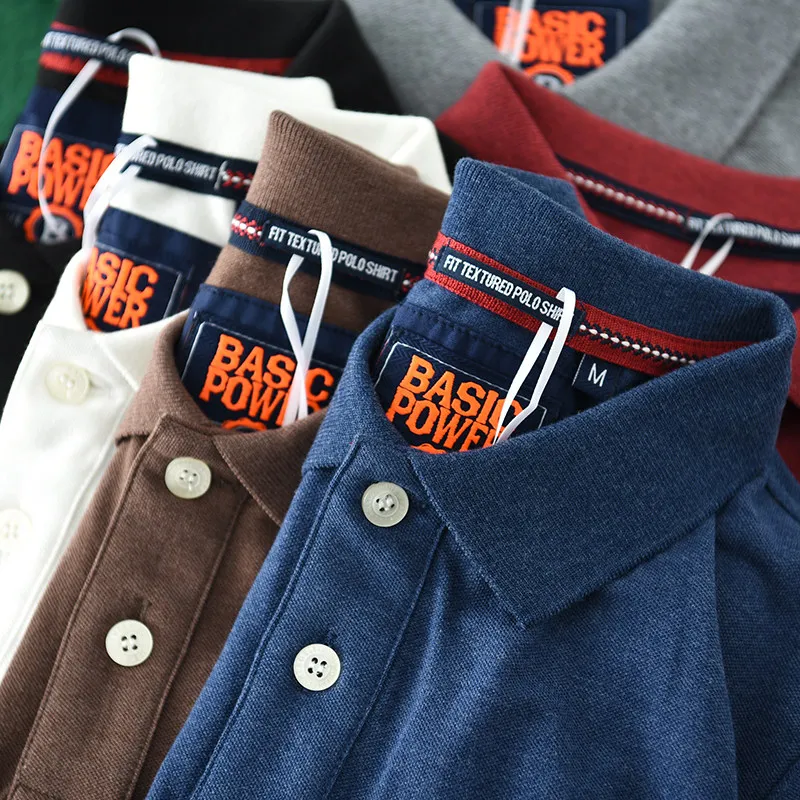 Sommer Neuheit: Amerikanisches Retro-Polohemd mit Kurzen Ärmeln und Kragen, Einfarbig, 100% Baumwolle, Gewaschen, Business-Casual-Oberteil für Herren
