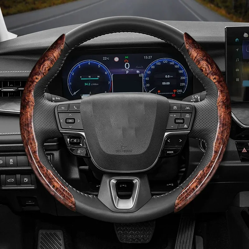 Suitable for Toyota Anti-Slip  Wood Steering Wheel Cover Suitable for Yaris Auris Chr Corolla Rav4 Hilux Wish Roomy Aqua Probox