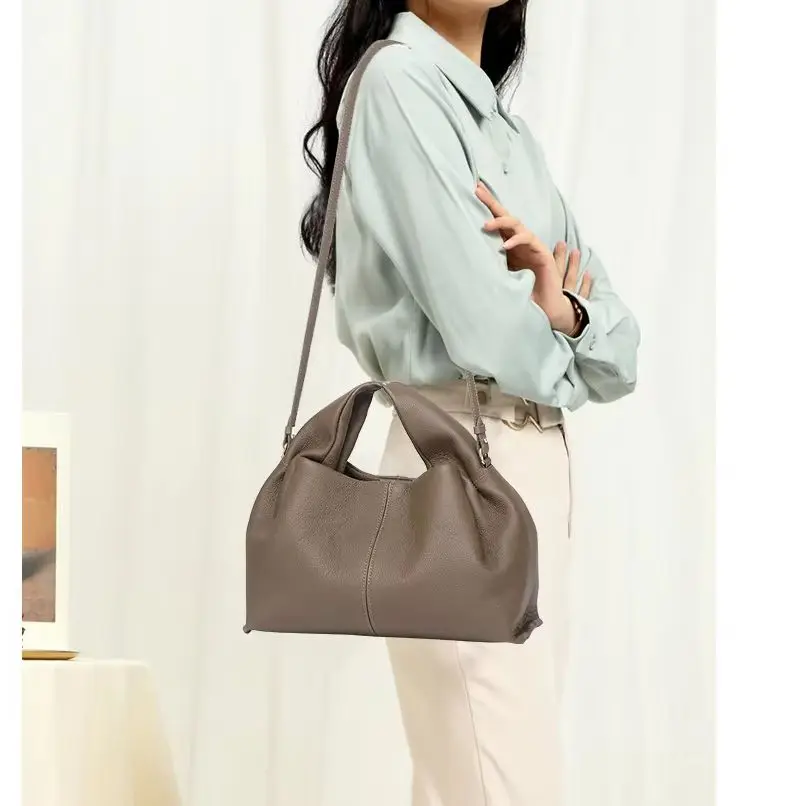 

Genuine Grade Cow Leather Women's Fashion Shoulder Crossbody Large Clouds Bag Ladies Cowhide Handbag Female French Lunchbox Bag