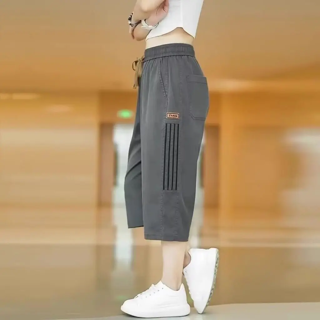 

Loose Ice Silk Sports Shorts Women's Summer Casual Thin Model Breathable Polyester Fiber Straight Leg Pants Korean Style