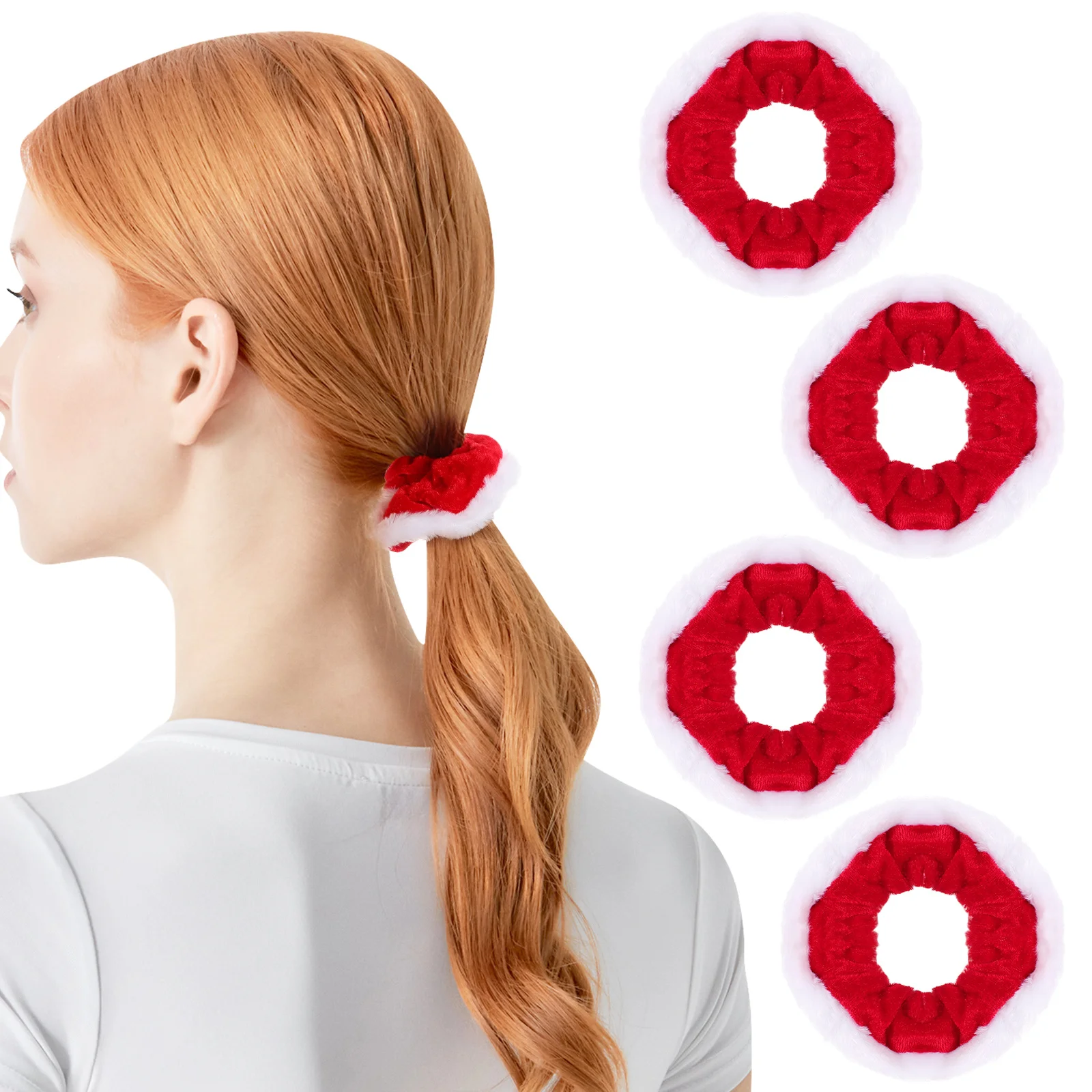 5 pezzi elastici per capelli rossi 11 cm supporti elastici per coda di cavallo per le donne fasce natalizie da indossare ogni giorno elastici per capelli