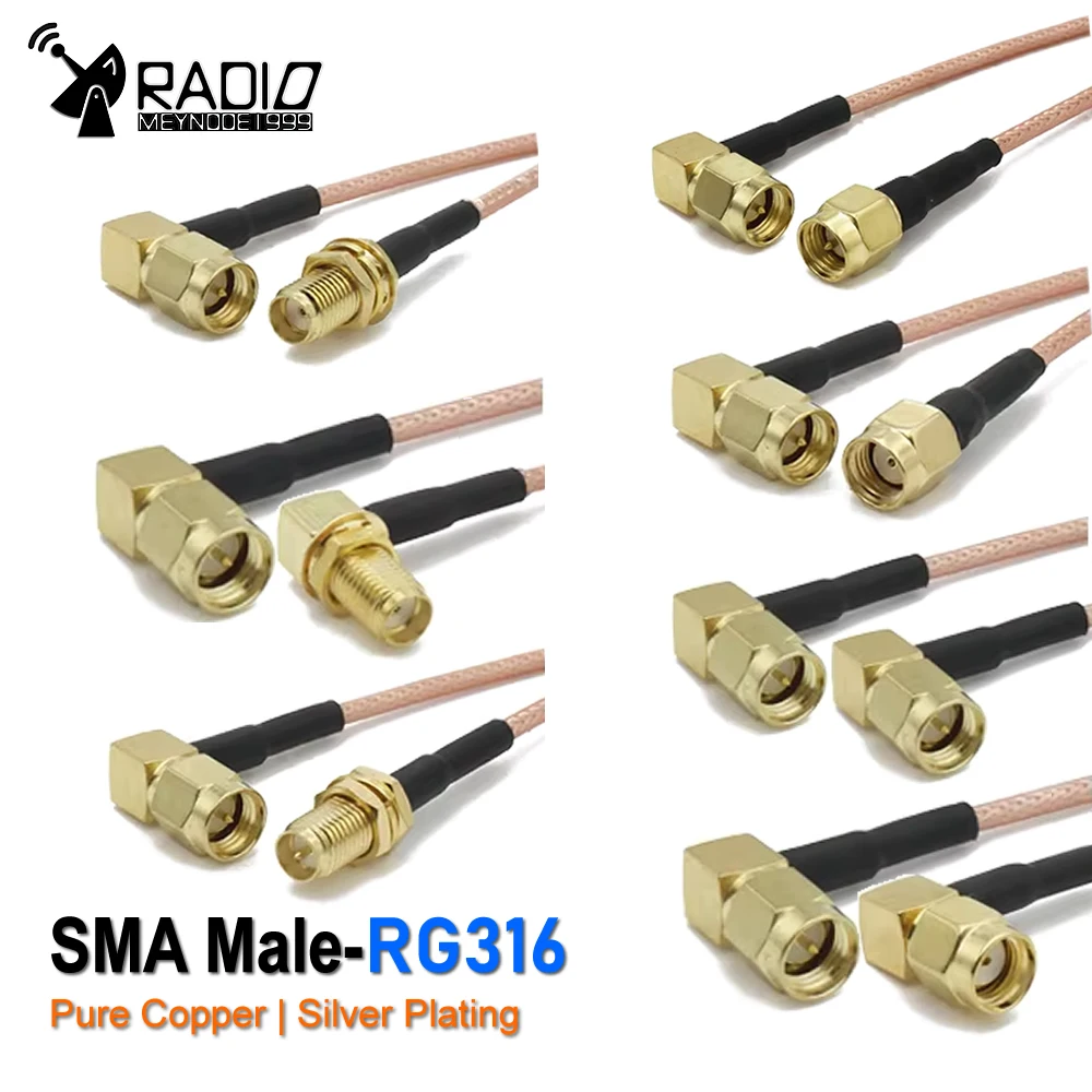 RG316 SMA to SMA / RP SMA Male Plug & Female Jack Connector RF Coaxial Jumper Pigtail Cable Wire Terminals For WIFI 3G 4G GSM