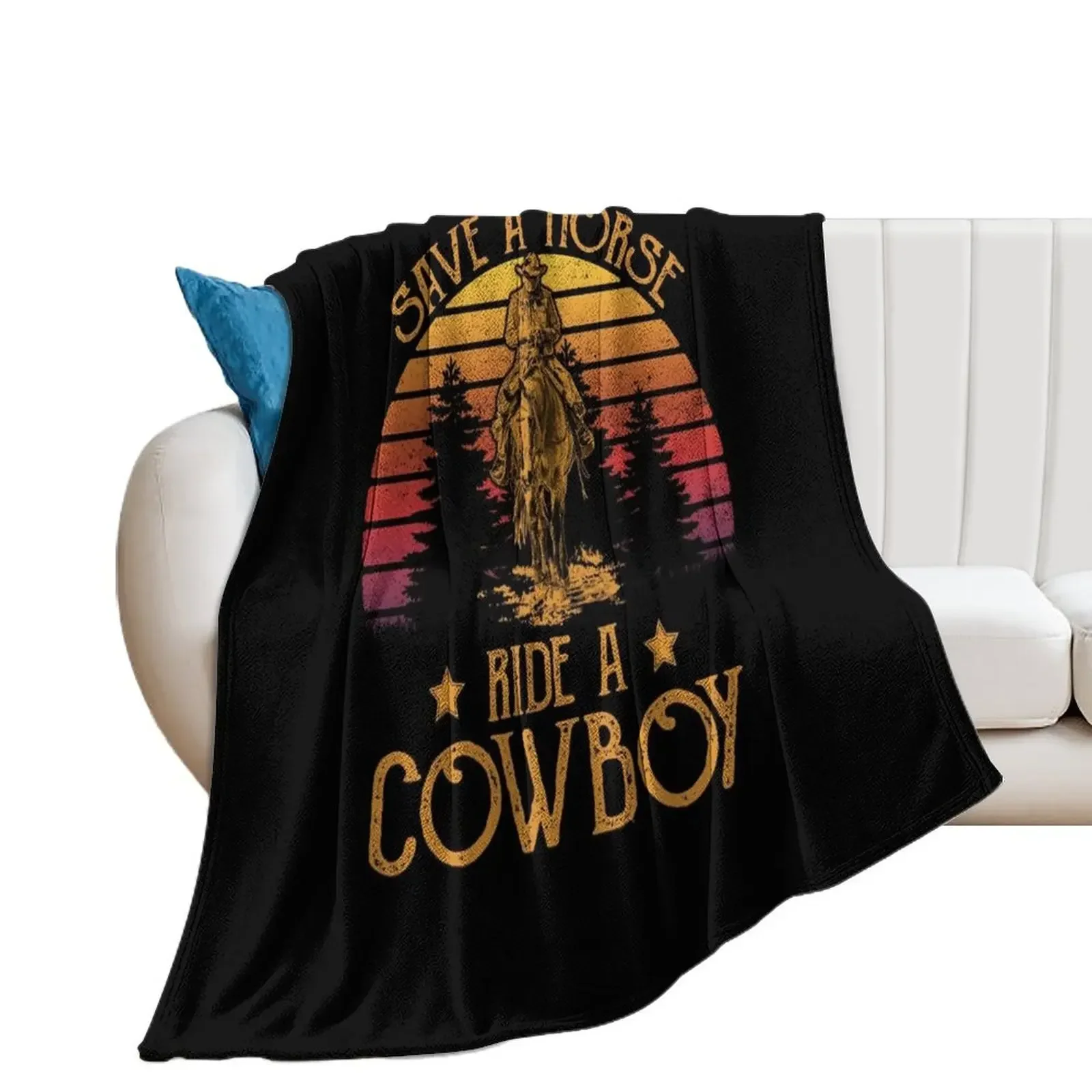 

Save A Horse Ride Cowboy Shirt I Western Country Farmer Throw Blanket Blankets For Baby Travel warm winter Kid'S Blankets