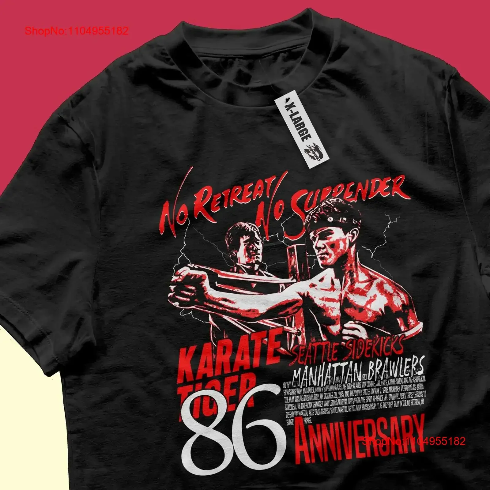 

No retreat Surrender Karate Tiger 80s cult film Van Damme JCVD T shirt vintage Washed Stretched Comfortable Casual Breathable