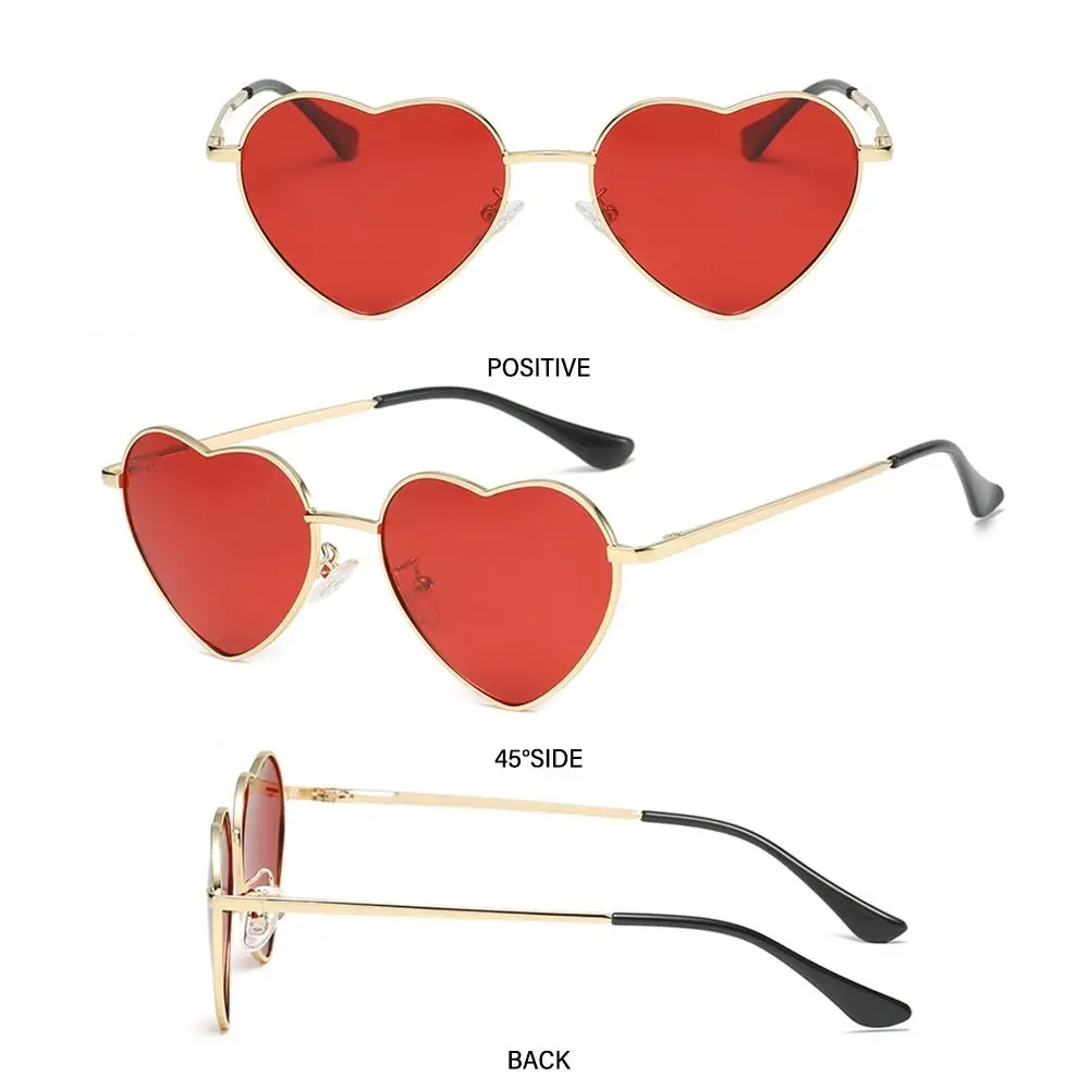 Vintage Metal Frame UV400 Protection Fancy Accessories 90s Glasses Shades Heart Sun Glasses Heart-Shaped Sunglasses