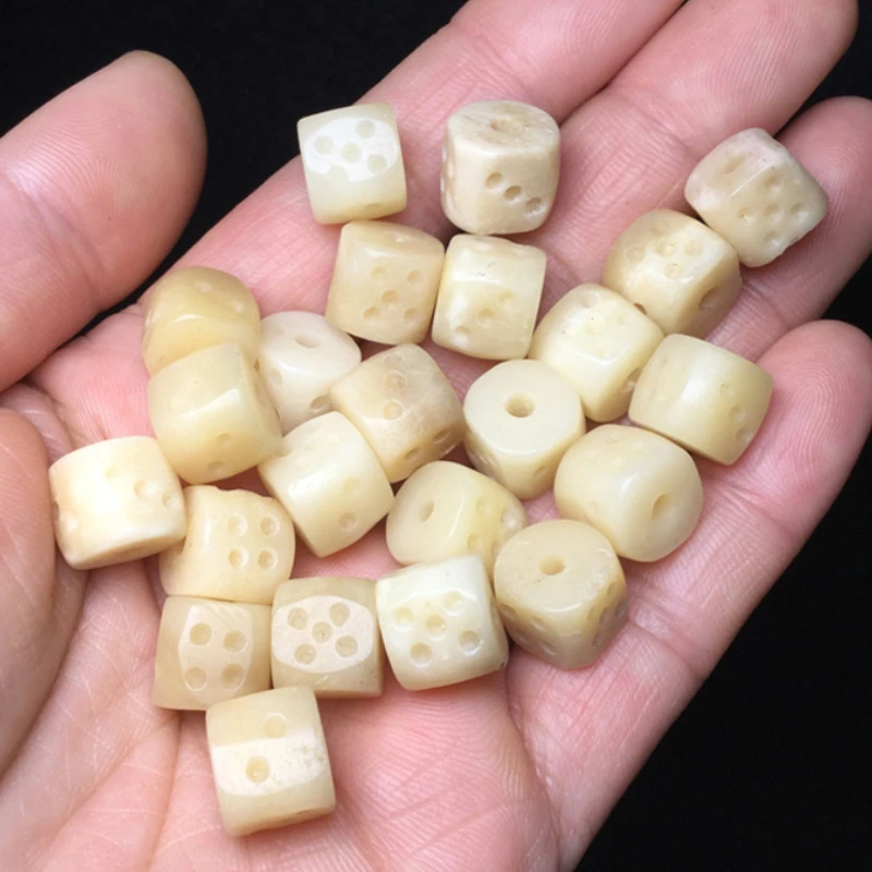 10mm Natural Cameo Bone Dice Loose Beads Square Craps Charms Galloping Dominoes Necklace Bracelet DIY Woman Jewerly Accessory