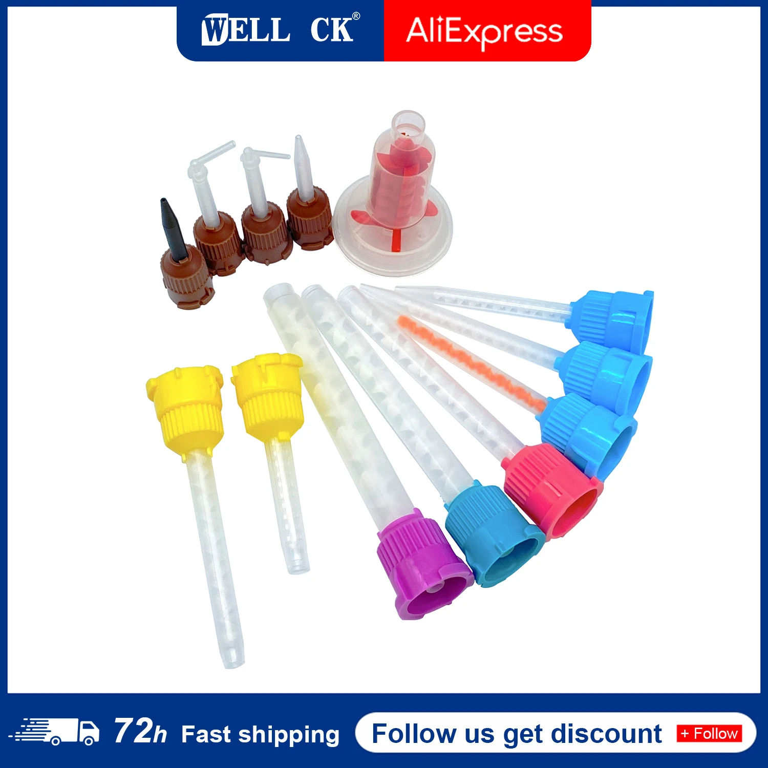 50pcs/Lot Dental Mixing Tips Impression Materials Lab Denture Laboratory Color Tubes Disposable Silicone Rubber