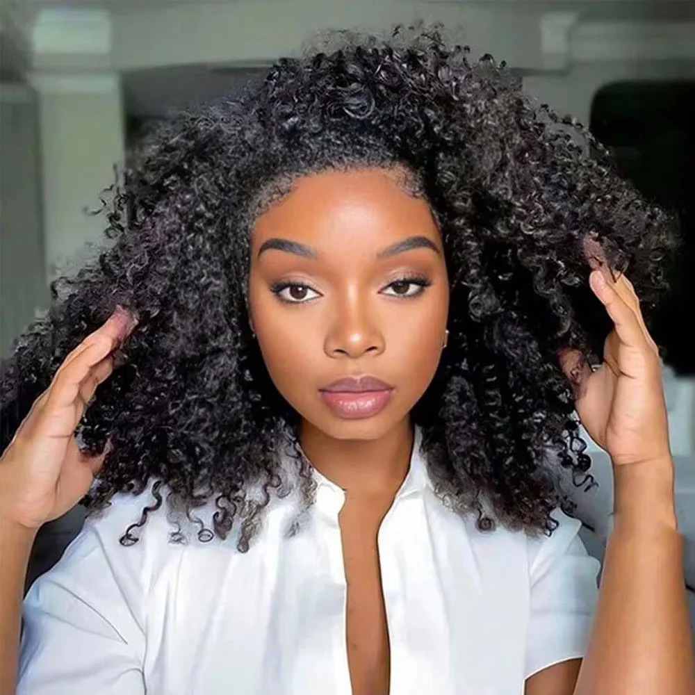 

Curly Half Wigs Human Hair Wear And Go 3 In 1 Half Wig Seamless Flip Over Kinky Curly Wig Beginner Friendly Half Wigs