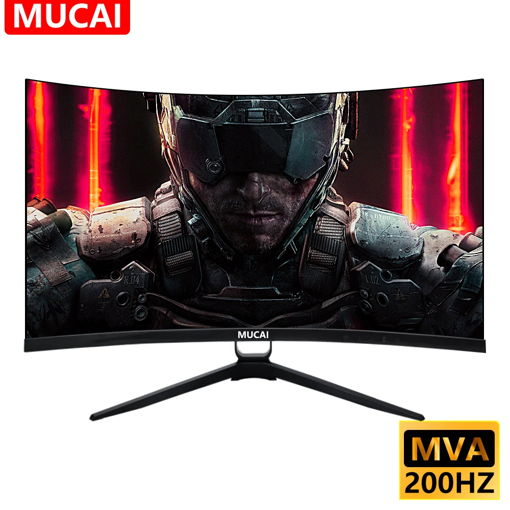 

MUCAI 27 inch Monitor 165Hz Curved Display 16:9 MVA 200Hz FHD Desktop LED Game Computer Screen 1800R DP/1920 * 1080