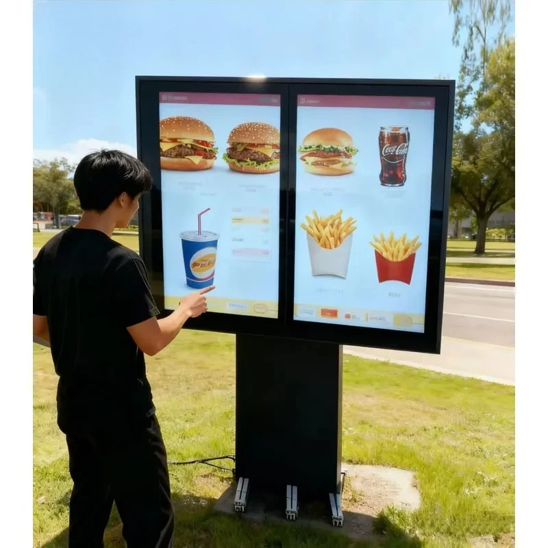 Waterproof 2000 4000nits Outdoor Restaurant Drive Thru Digital Menu Board Kiosk Solution Advertising Playing Screen Display