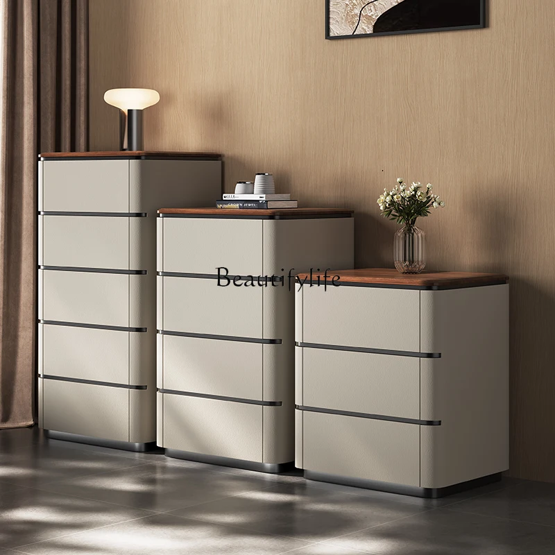 

yj39 Italian-style Light Luxury Chest Walnut Solid Wood Storage High-end Cabinet