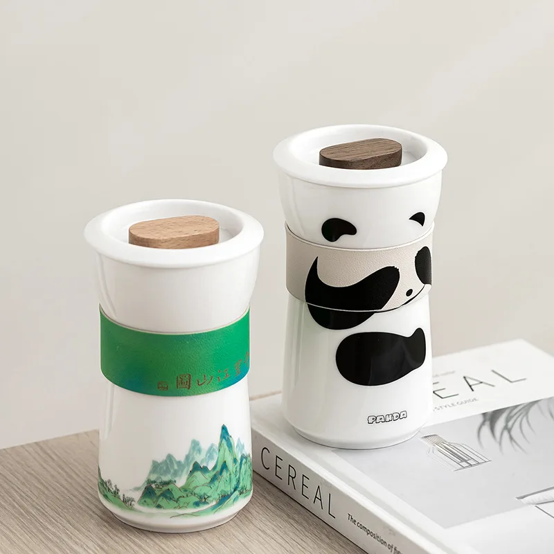 

Белая керамическая чашка для чая с крышкой, ситечко для заварки, дорожная кружка