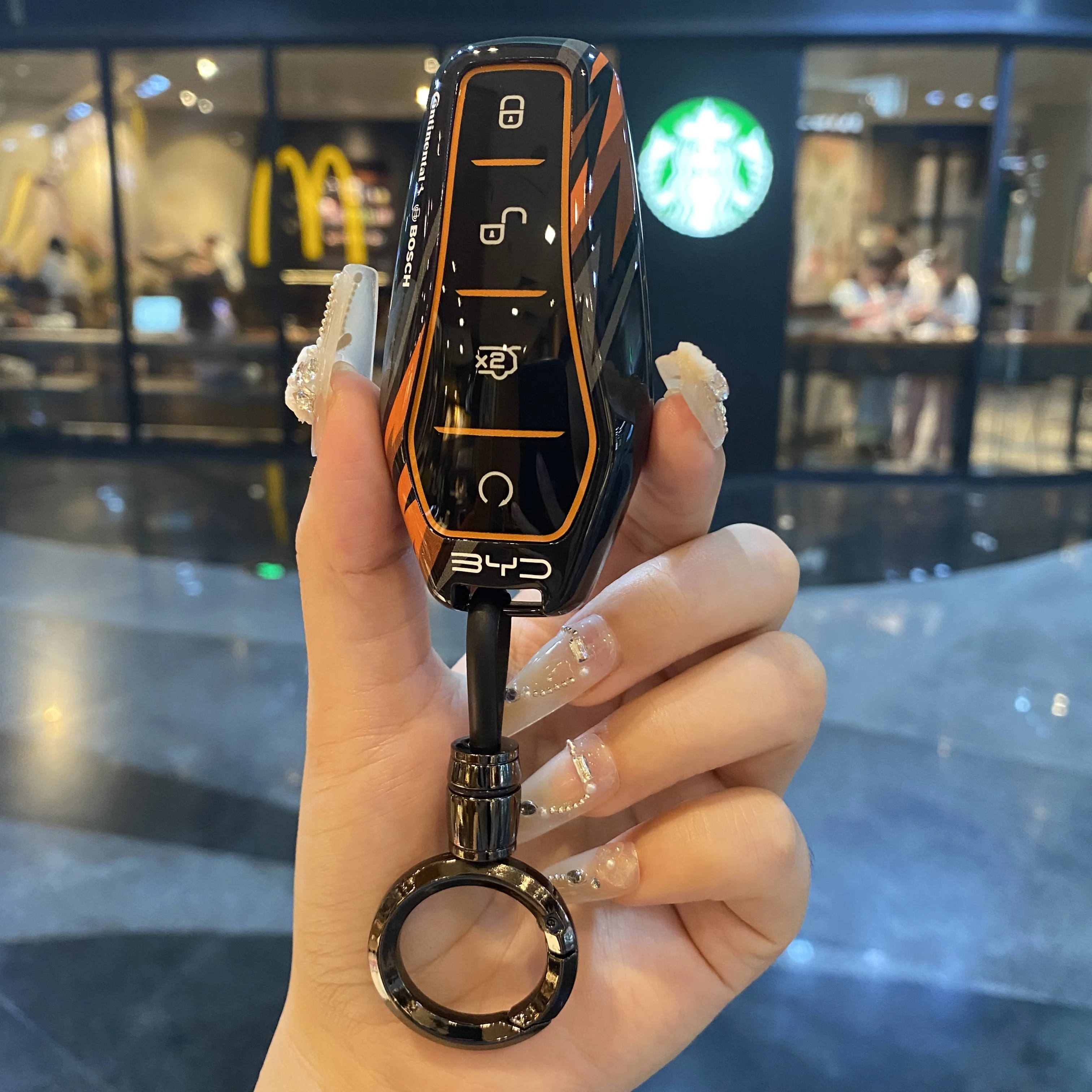 سيارة مفتاح تحكم عن بعد غطاء ل BYD أغنية زائد Atto 3 هان EV تانغ DM تشين ختم دولفين سبائك الزنك الجلود مفتاح حامل قذيفة #4