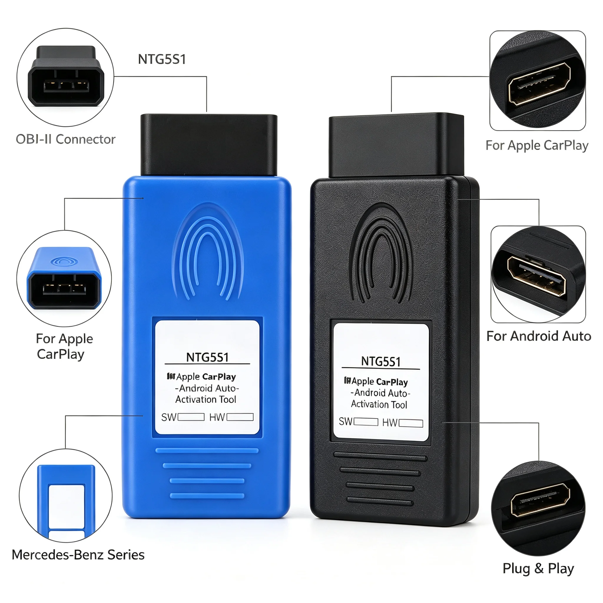 NTG5S1 NTG5 AUX NTG5.5 VIM OBD2 Activation Tool for Apple CarPlay Android OBD2 Auto Activation Tool