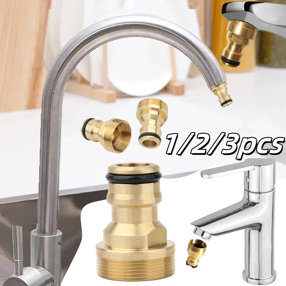 1-3 Stück Universeller Küchenarmatur-Adapter aus Messing, Armaturanschluss, Mischbatterie-Schlauchadapter, Waschbeckenanschluss, Autowäsche, Gartenbewässerung, Gartenwerkzeuge