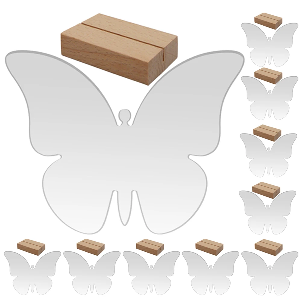 

10 set 10 Sets Acrylic Place Cards Clear Butterfly Shaped Seating Signs Stand Banquet Wedding Party Restaurant Decor Seats