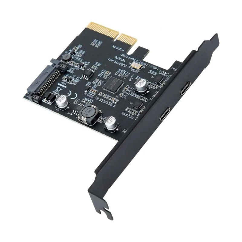 

Usb3.2 PCI-E 4X Connector Expansion Card Dual Type-C Front And Back Plug with Asmedia ASM3142 Chip 10Gbps