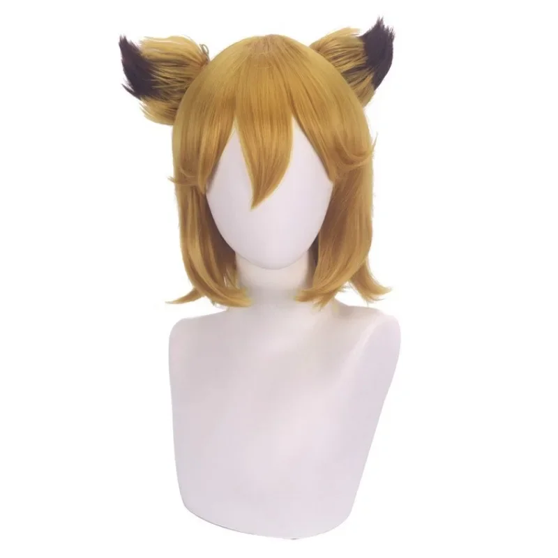 Miss Fox Karakter Hoofddeksels Air Stick Schouderlengte Kort Haar Anime Cosplay Pruik Halloween Kostuum Pruik